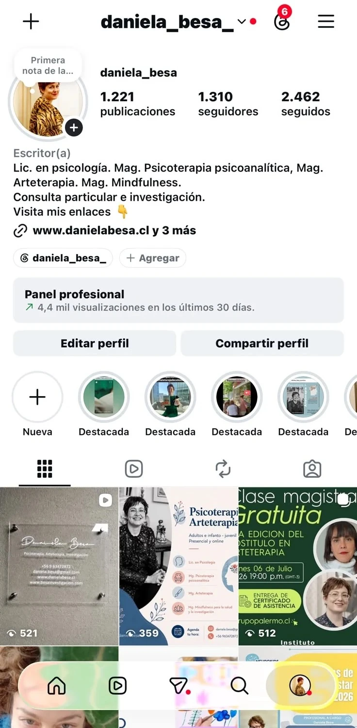 Perfil de Instagram antes de trabajar con GlowUp Media